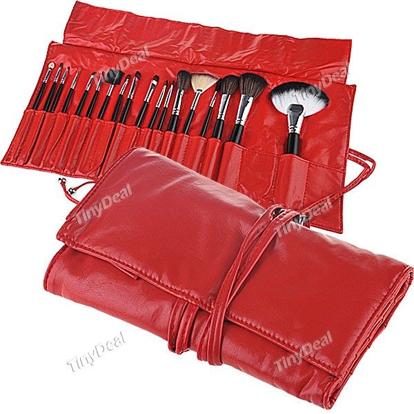 18pcs escova cosmético maquiagem Case Bag Kit Conjunto Facia