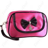 Cetim lindo com zíper Cosméticos Clutch Bag bowknot acentuad