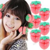 6pcs morango esponja macia cabelo Roller encrespador Balls -